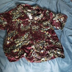 Anthro patterned button down blouse